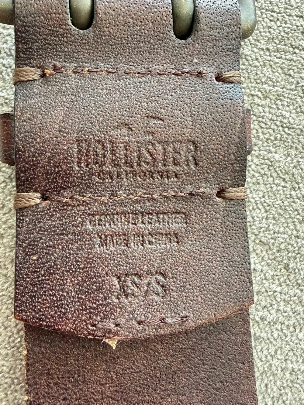 Vintage Hollister Studded Leather Belt Brown Wide Double Hole XS/S